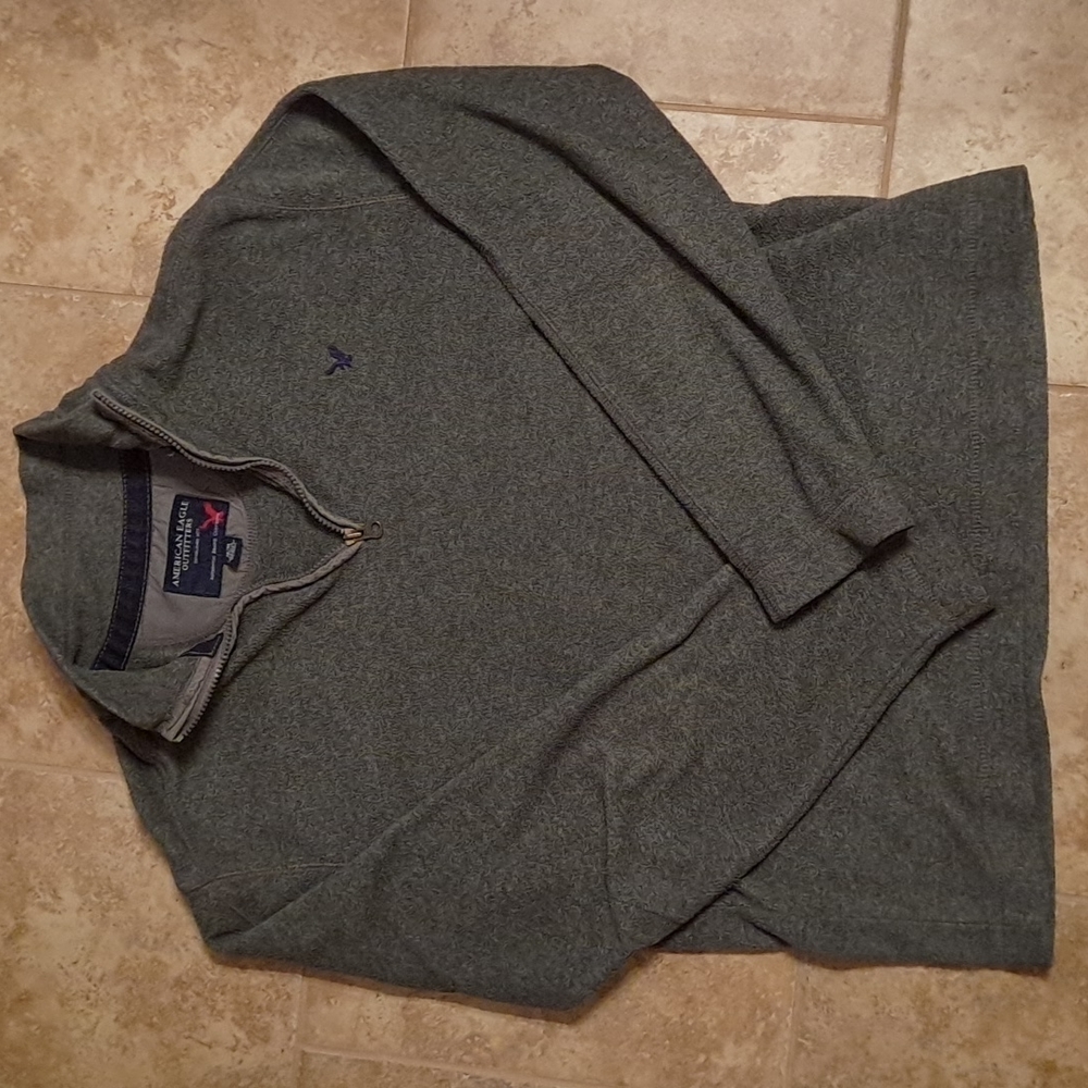 American Eagle Grey Quarter Zip Sweater WARM